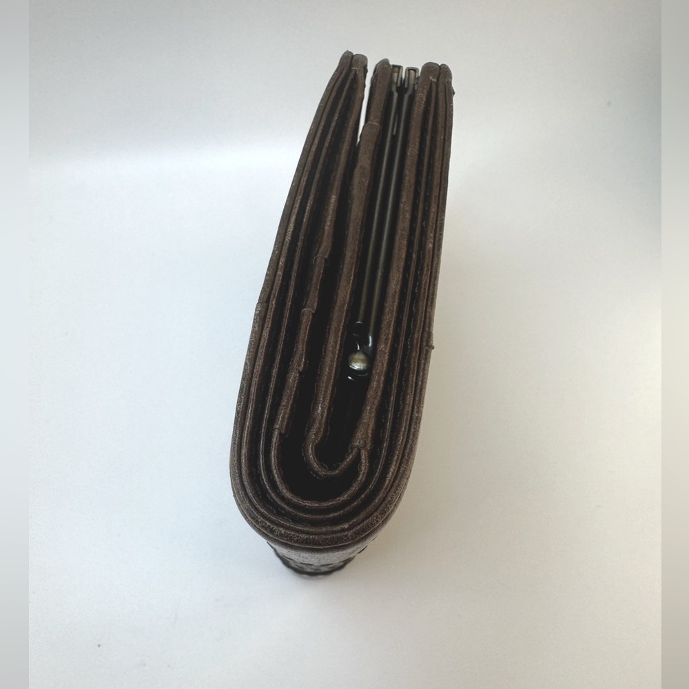 Chloé Kiss Lock Bifold Wallet Brown Leather Vintage Coin Purse Authentic Chloè - Picture 4 of 11